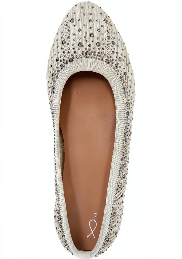 XOXO Womens Flats Knit Upper Bling Ornamentation Off White-3