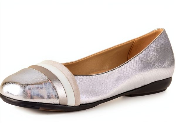 Geox Womens Ballet Flats Synthetic Slip On Silver-0