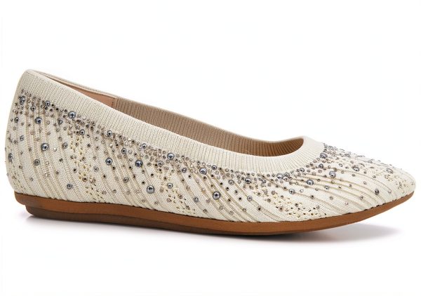 XOXO Womens Flats Knit Upper Bling Ornamentation Off White-4