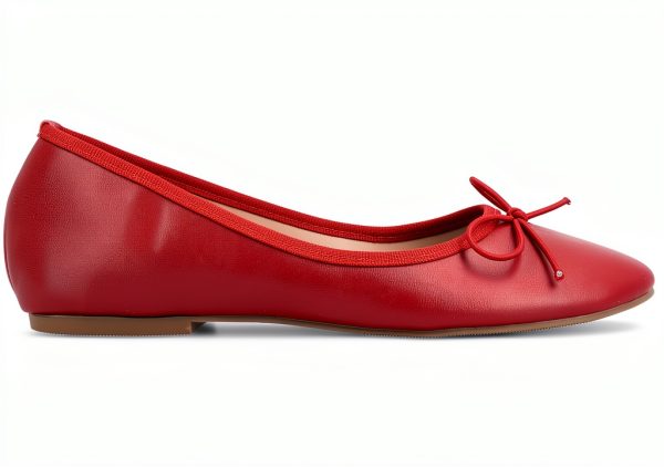 Journee Collection Womens Red Faux Leather Slip On Flats-1