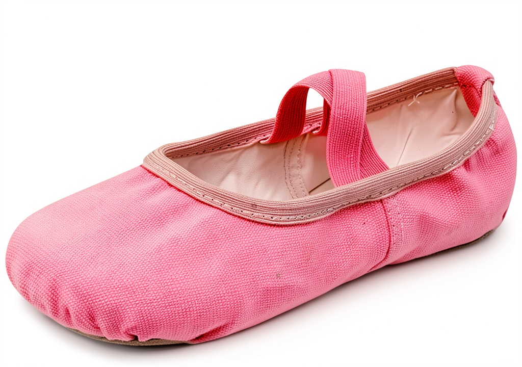 Generic girls ballet shoes in black and white colors on a dance studio floor