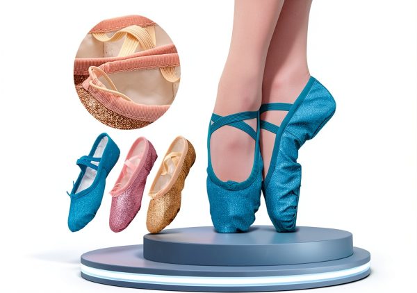 Generic Girls Dance Shoes Rose Gold Pink Sky Blue Sizes-1