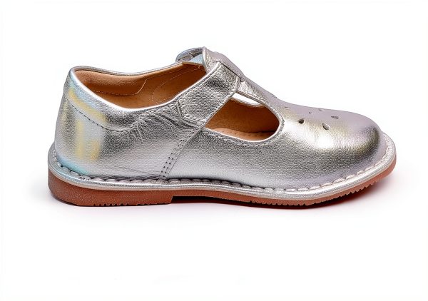 Girls Leather Flats Hook Loop Strap Arch Support School-1