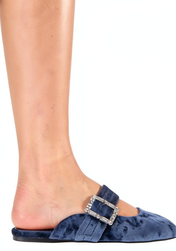 BCBGeneration Womens Flats Memory Foam Naval Blue Velvet-5