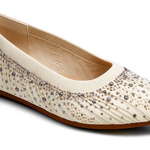 XOXO Womens Flats Knit Upper Bling Ornamentation Off White-0