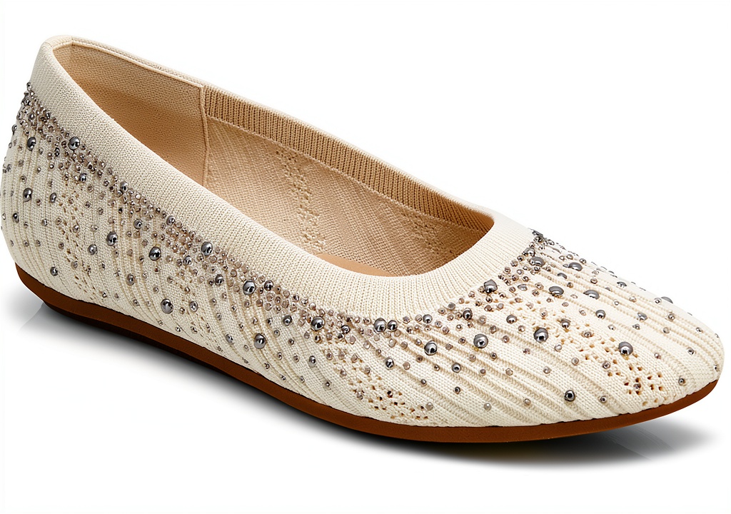 XOXO womens flats in off-white with bling details on a neutral background