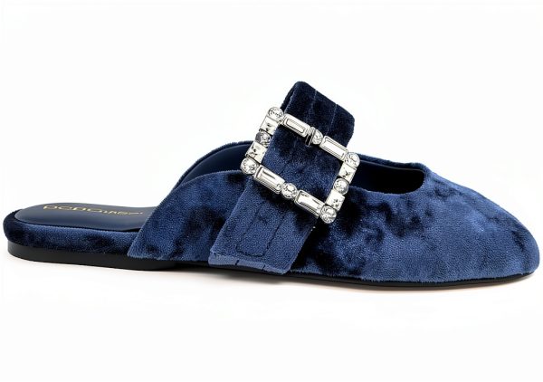 BCBGeneration Womens Flats Memory Foam Naval Blue Velvet-1
