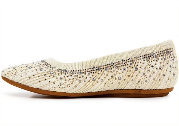 XOXO Womens Flats Knit Upper Bling Ornamentation Off White-5