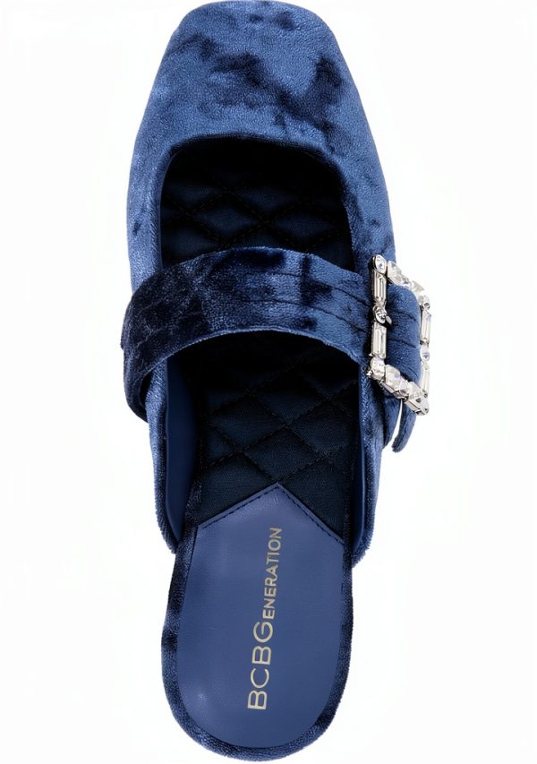 BCBGeneration Womens Flats Memory Foam Naval Blue Velvet-4