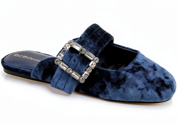BCBGeneration Womens Flats Memory Foam Naval Blue Velvet-0
