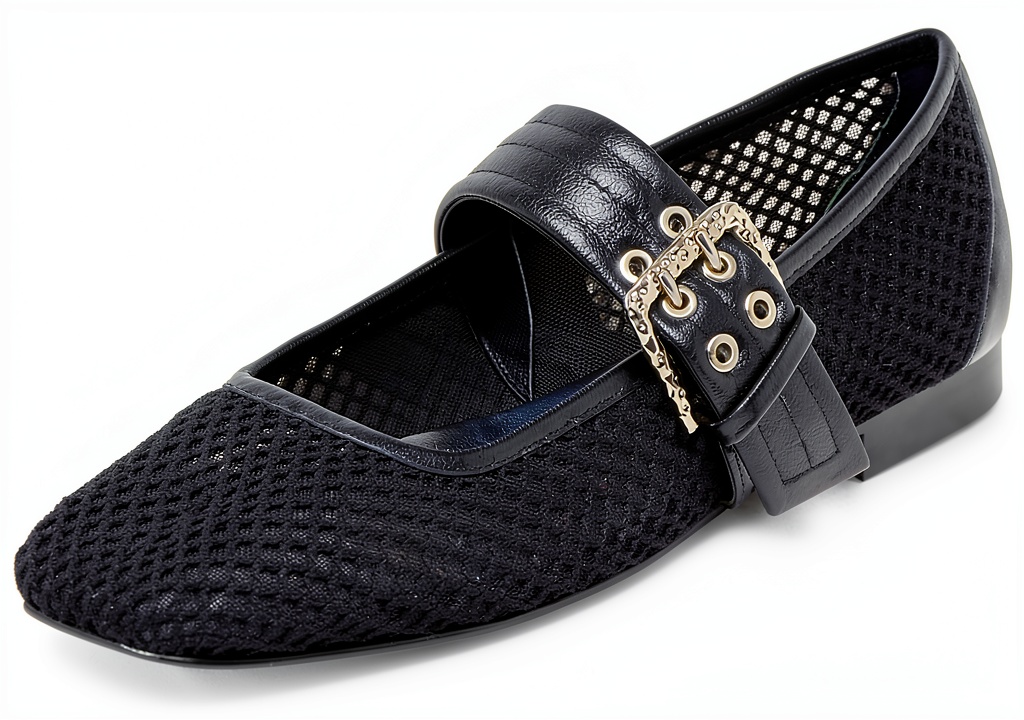 Dolce Vita Arora ballet flat in Onyx color on a neutral background