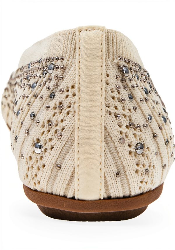 XOXO Womens Flats Knit Upper Bling Ornamentation Off White-1