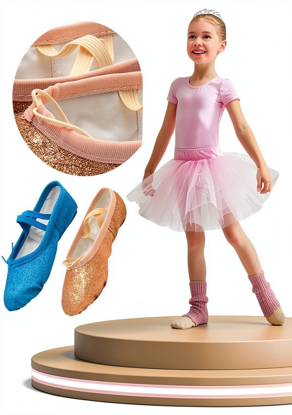 Generic Girls Dance Shoes Rose Gold Pink Sky Blue Sizes-2