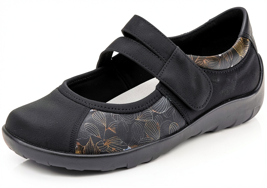 Remonte ballet flats in Schwarz Schwarz Gunmetal 03 color on a foot