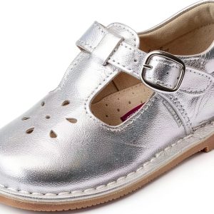 Girls Leather Flats Hook Loop Strap Arch Support School-0