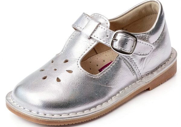 Girls Leather Flats Hook Loop Strap Arch Support School-0