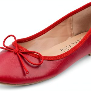 Journee Collection Womens Red Faux Leather Slip On Flats-0