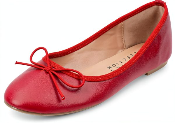 Journee Collection Womens Red Faux Leather Slip On Flats-0