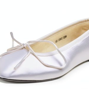Women's Satin Flat Shoes Touch Ups Leather Sole-0